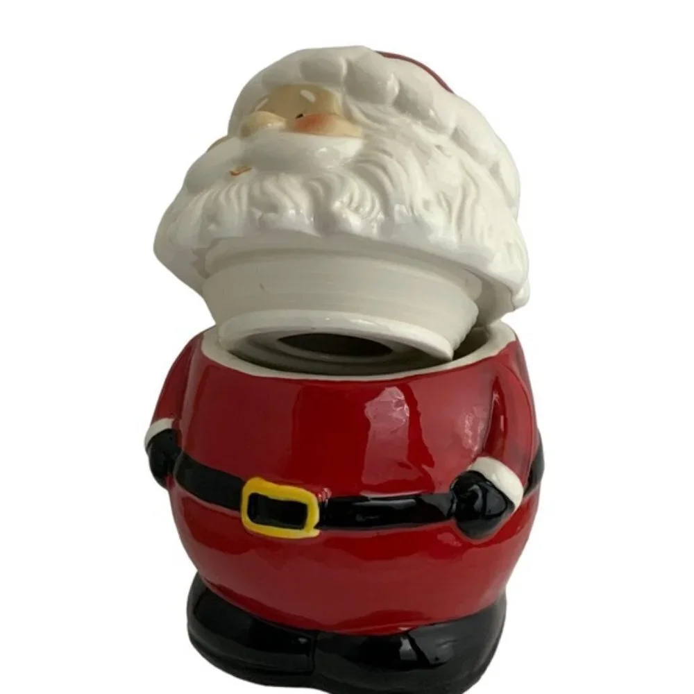Santa Cookie Jar Nostalgic Christmas Holiday Jar Tight Seal Red White